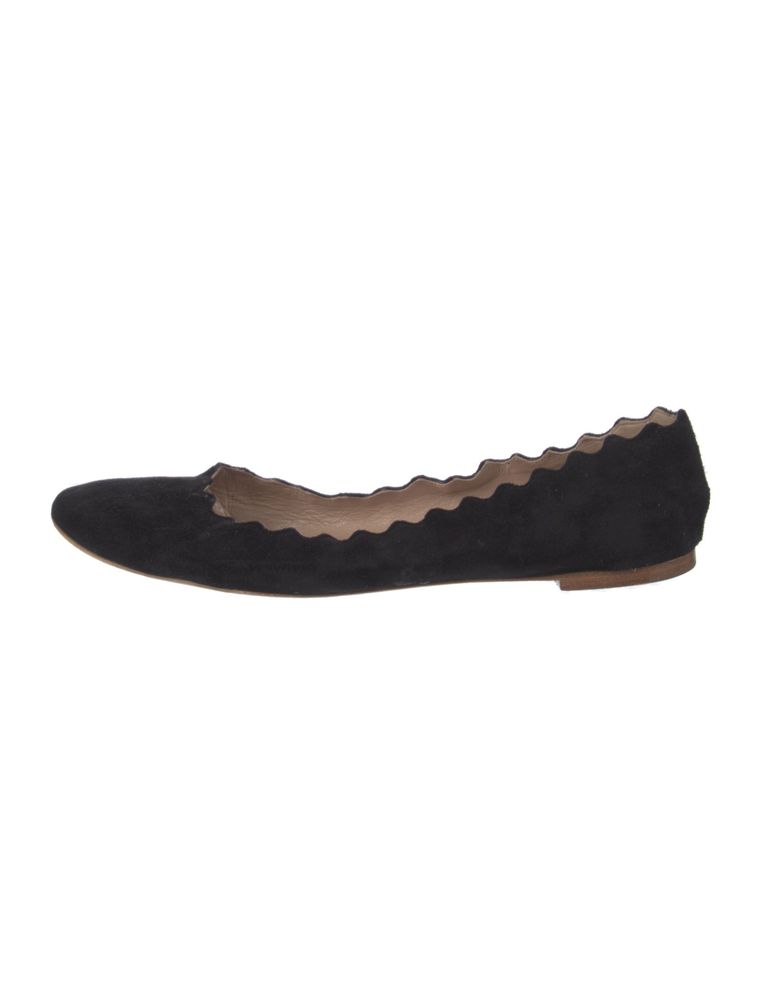 Chloé Suede Scalloped Accent Ballet Flats