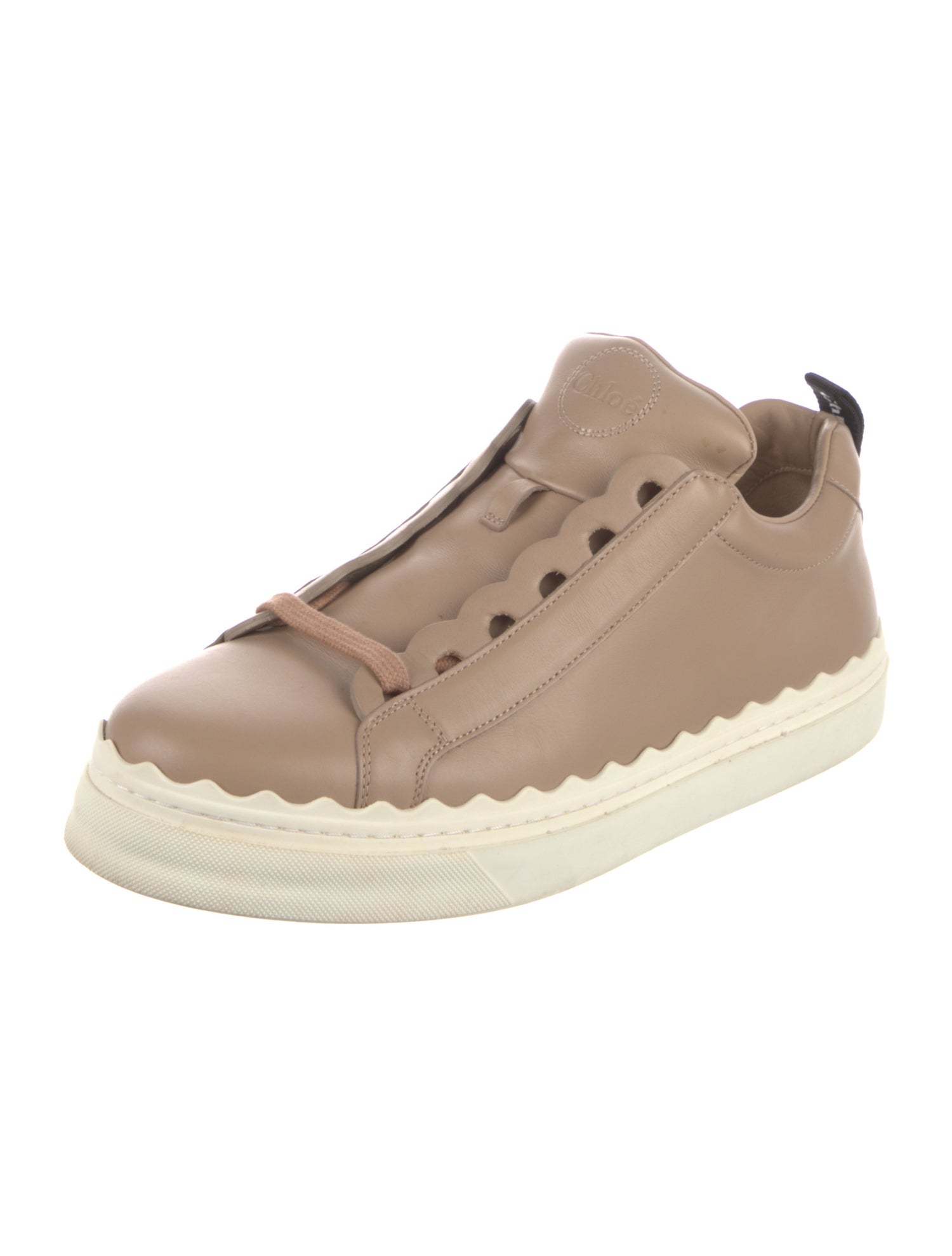 Chloé Leather Scalloped Accent Sneakers
