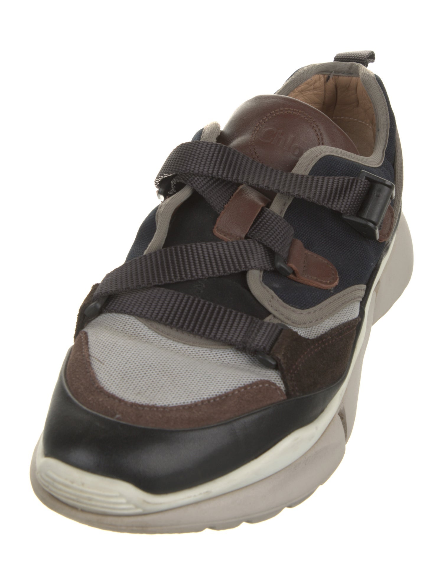 Chloé Leather Colorblock Pattern Sneakers