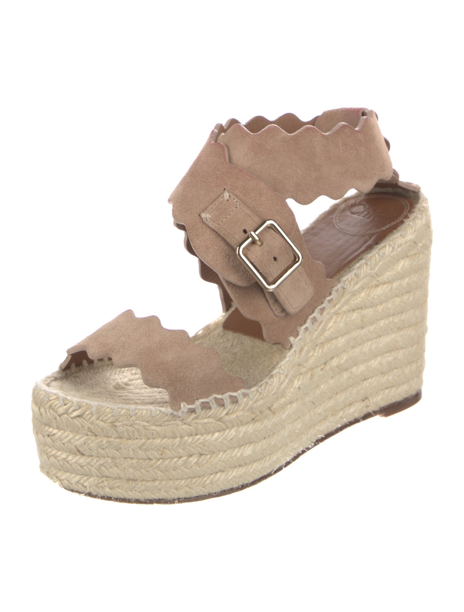 Chloé Suede Scalloped Accent Espadrilles