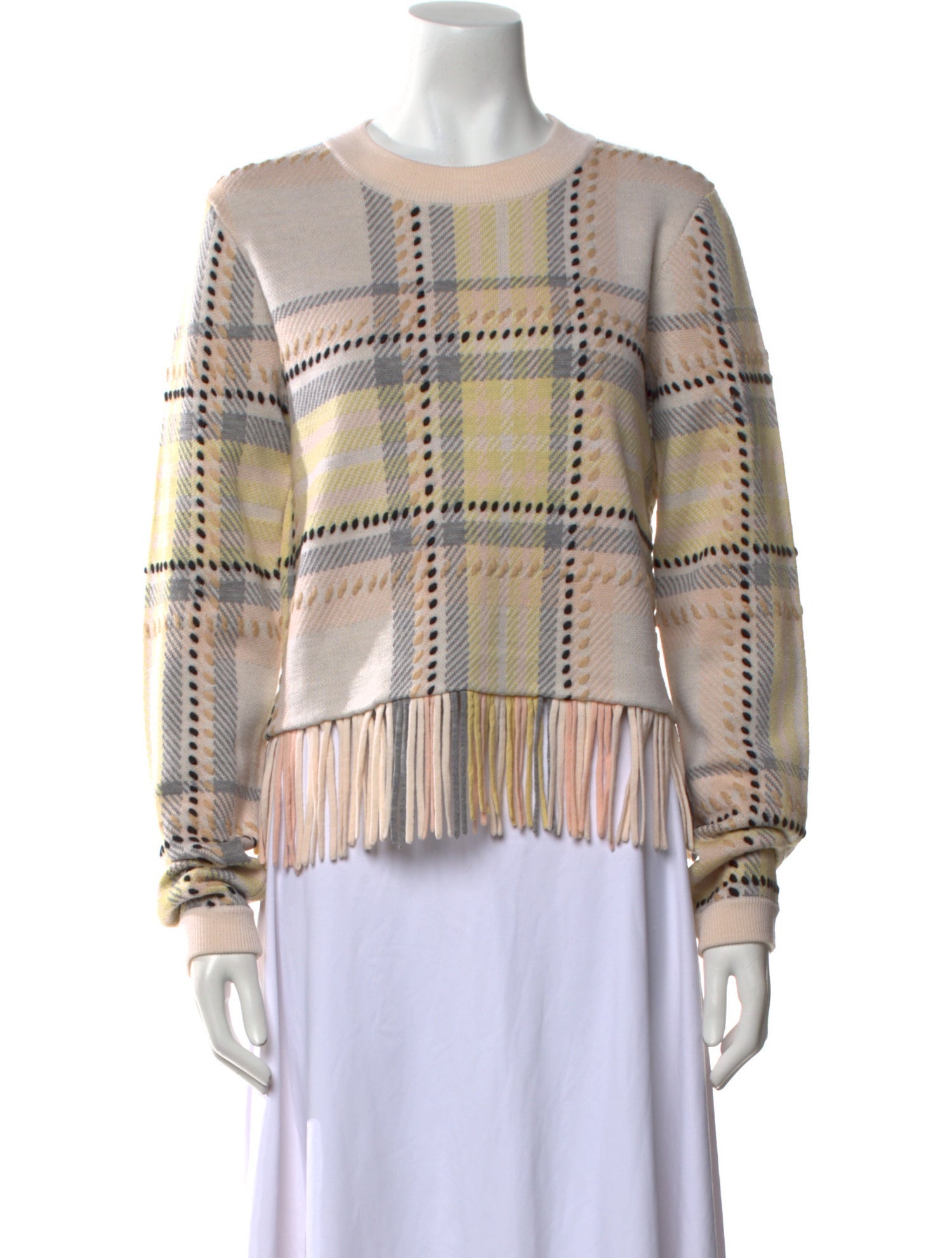 Chloé Wool Plaid Print Sweater