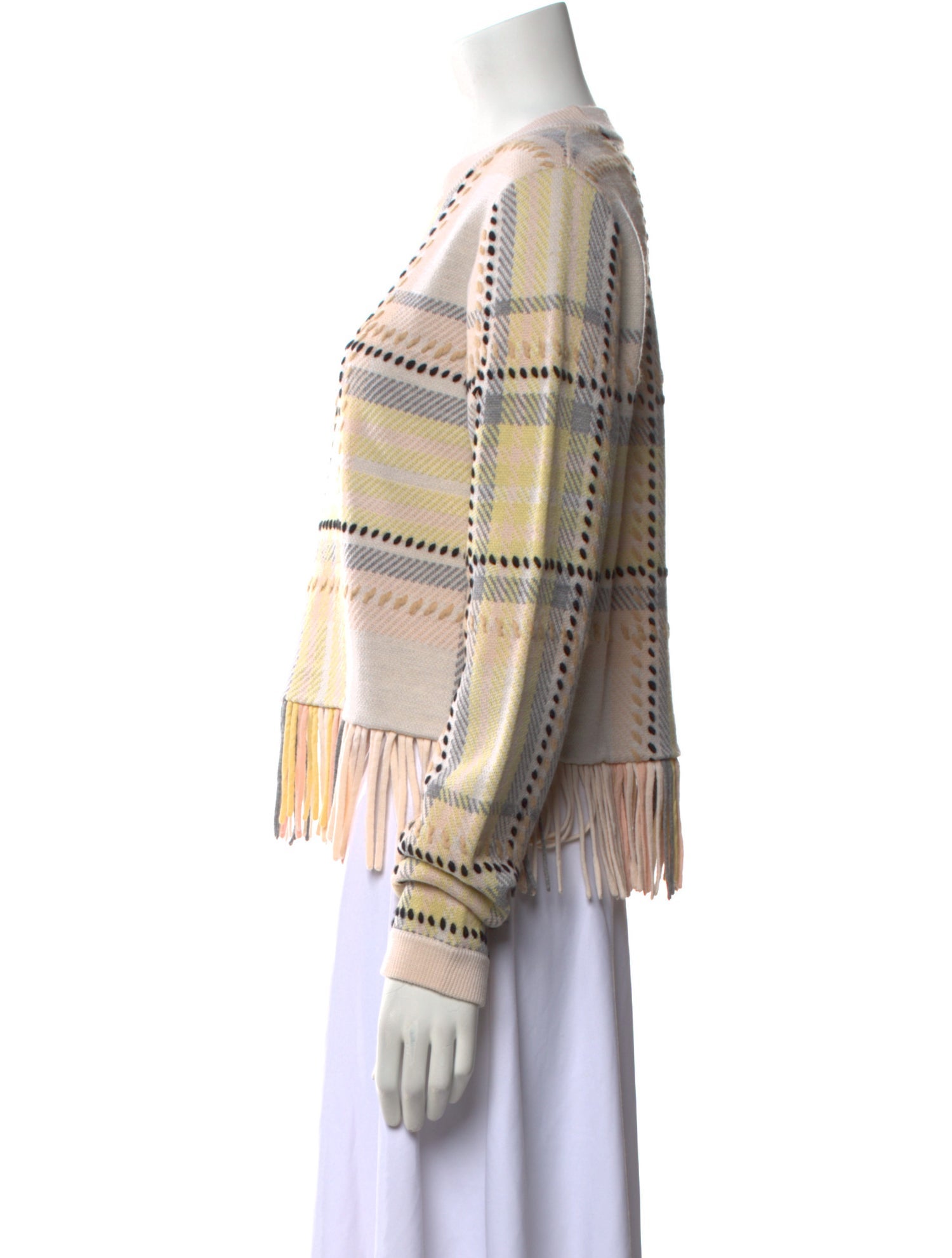 Chloé Wool Plaid Print Sweater