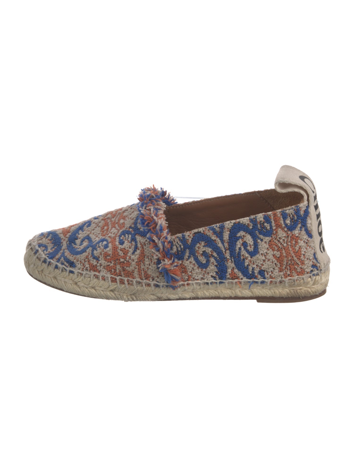 Chloé Floral Print Raw-Edge Trim Espadrilles