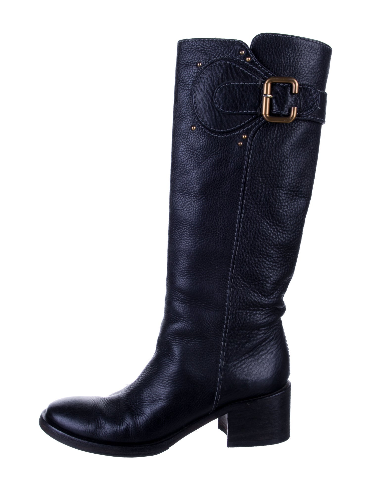 Chloé Leather Studded Accents Riding Boots