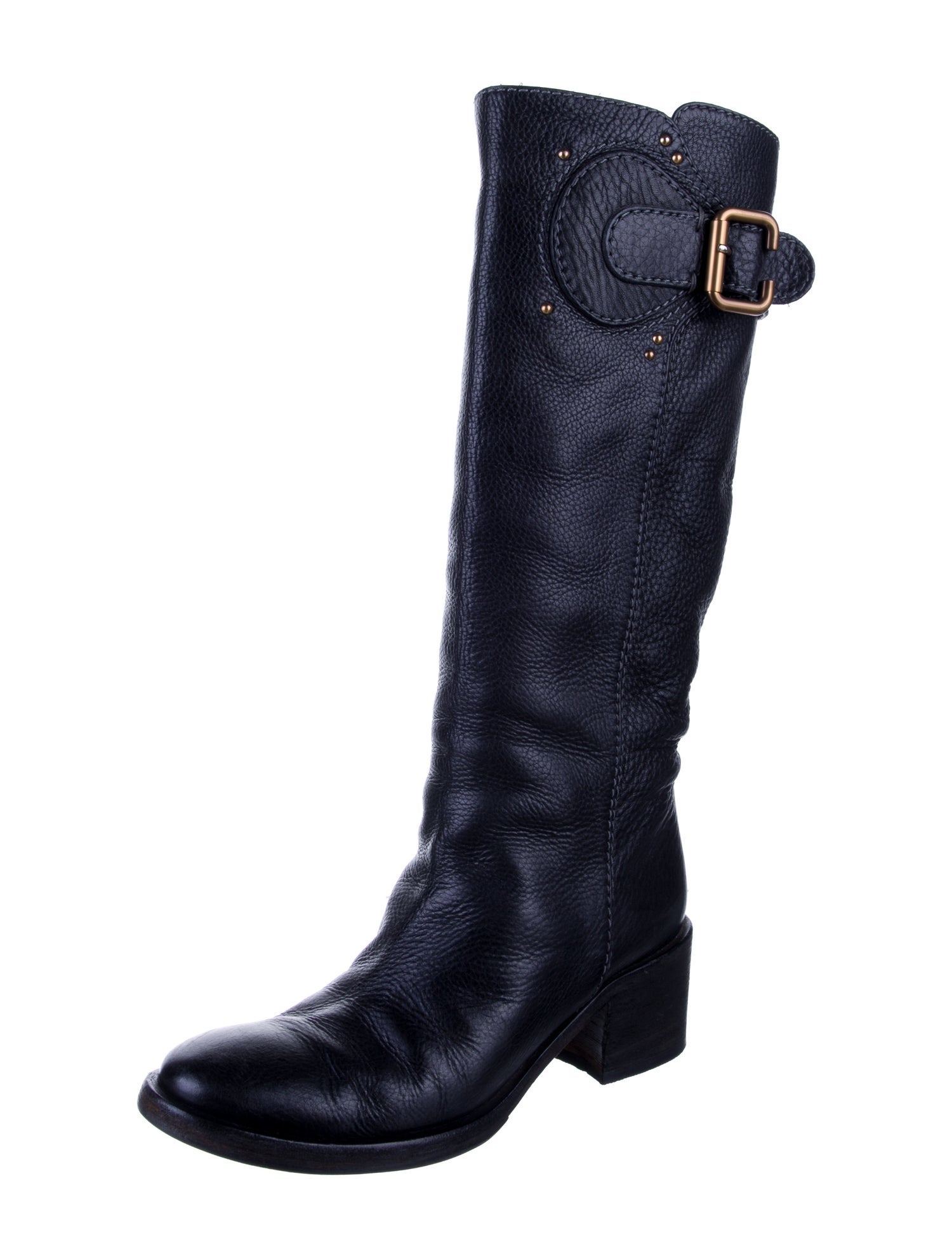 Chloé Leather Studded Accents Riding Boots