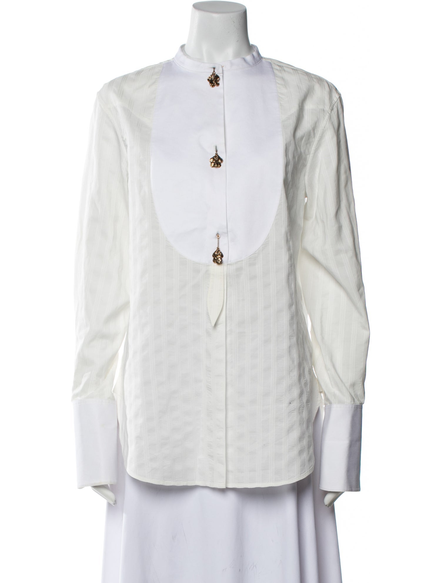 Chloé Mock Neck Long Sleeve Button-Up Top