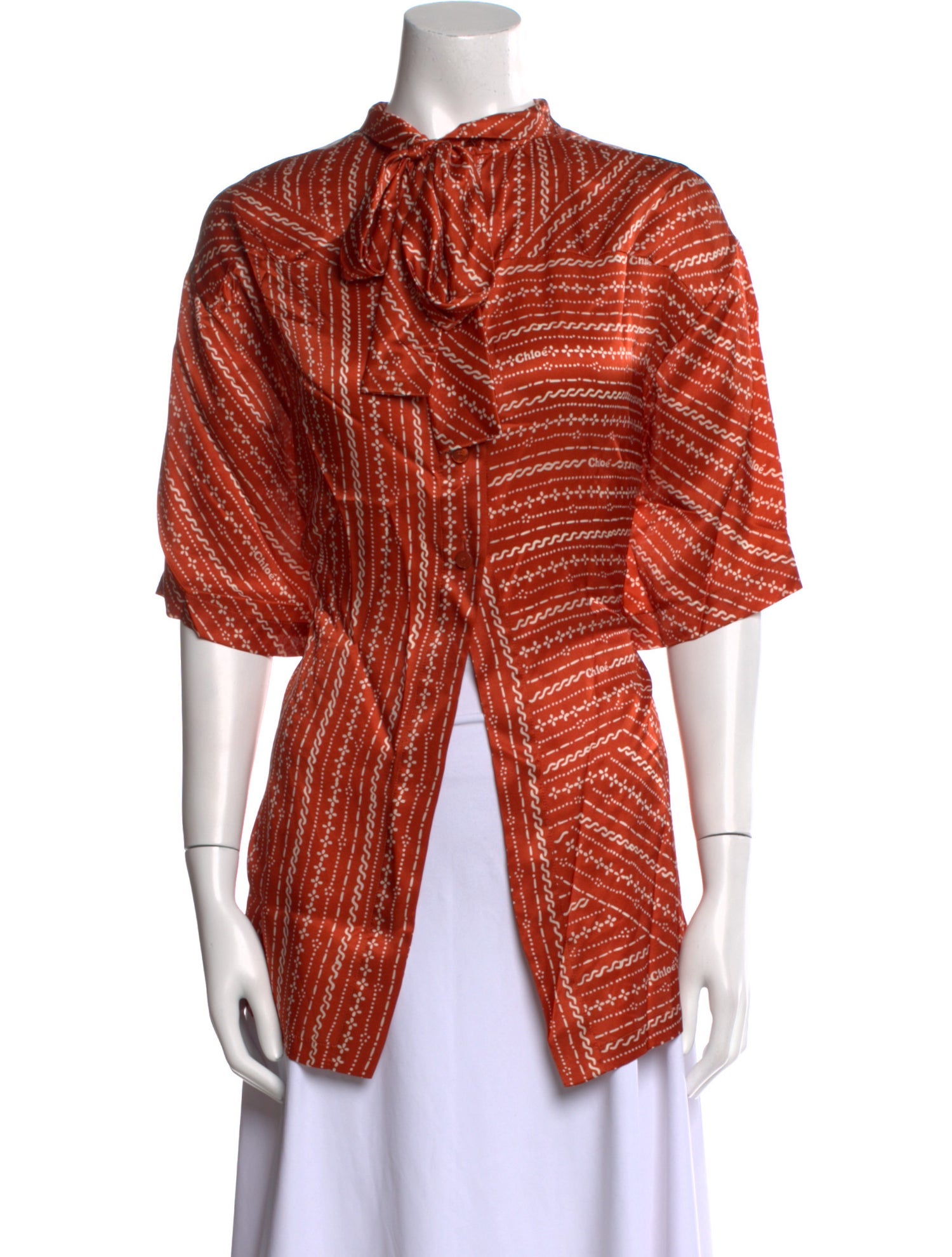 Chloé Silk Printed Button-Up Top