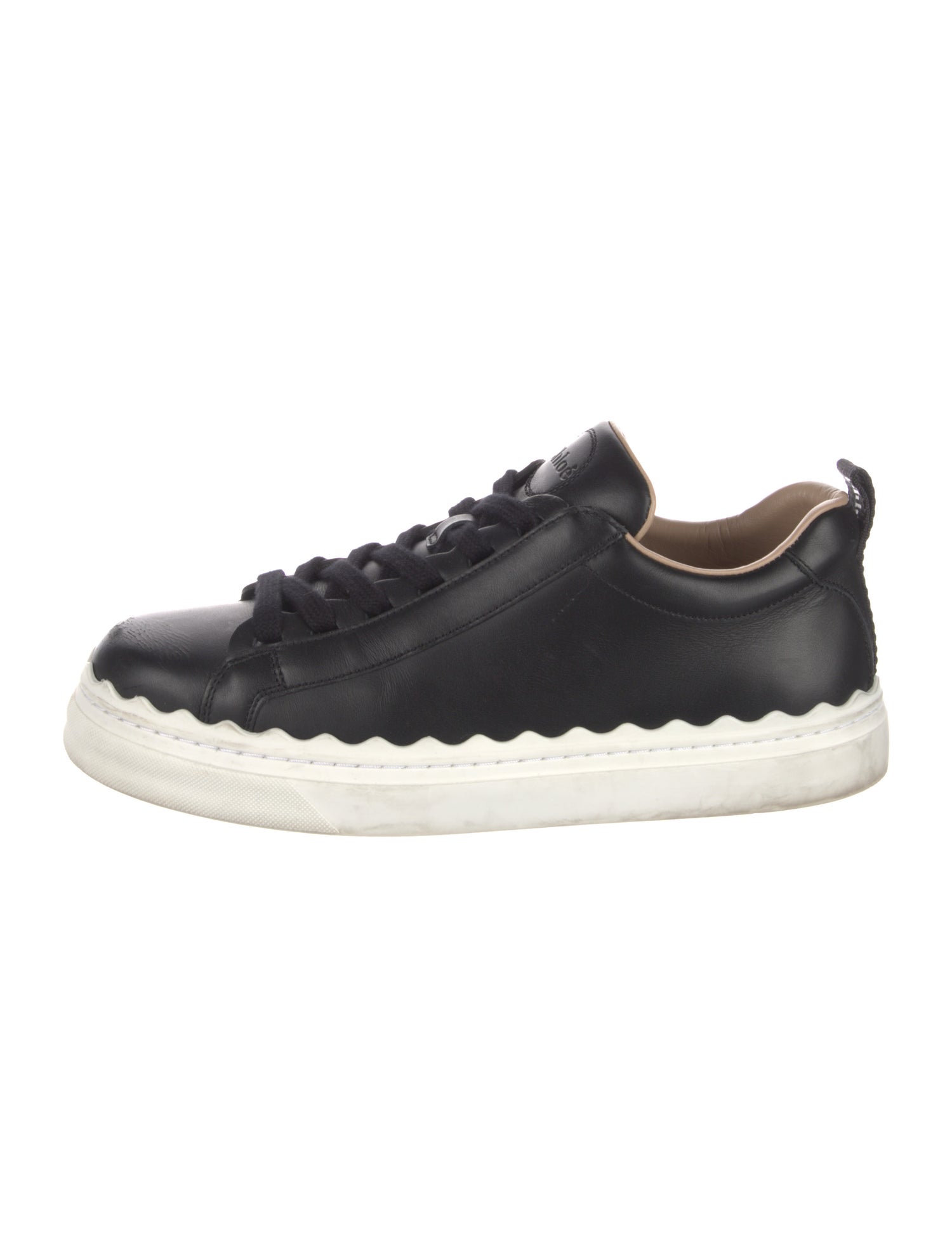 Chloé Leather Scalloped Accent Sneakers