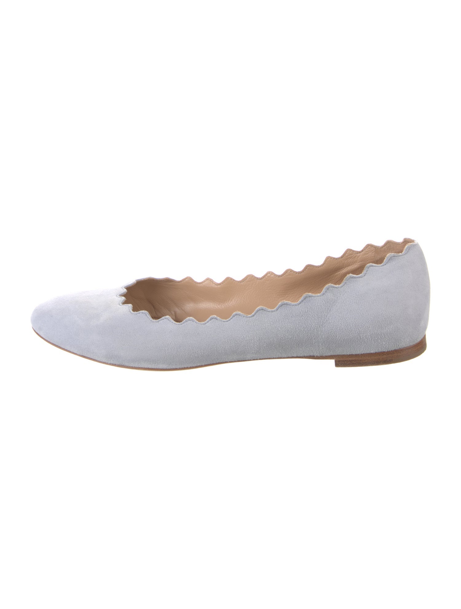 Chloé Suede Scalloped Accent Ballet Flats