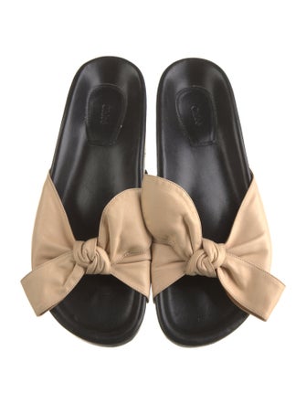 Chloé Leather Bow Accents Slides