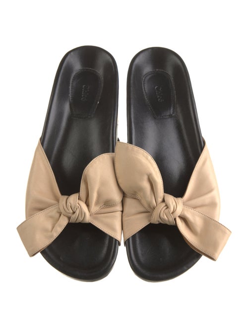 Chloé Leather Bow Accents Slides