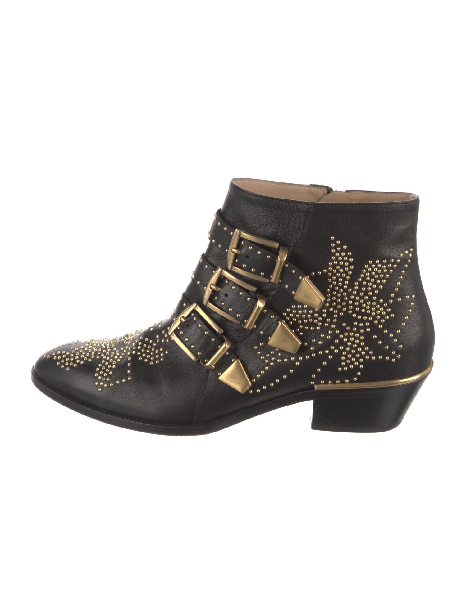 Chloé Leather Studded Accents Western Boots