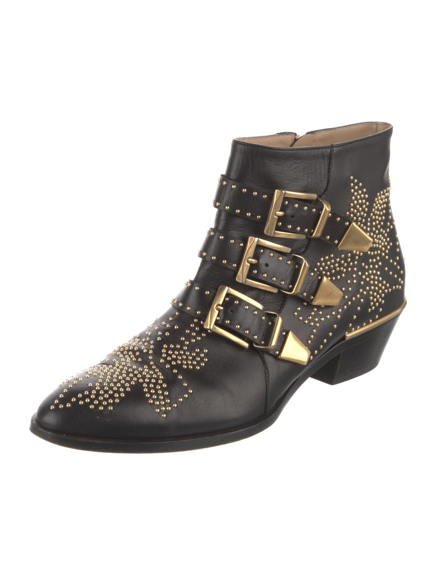 Chloé Leather Studded Accents Western Boots