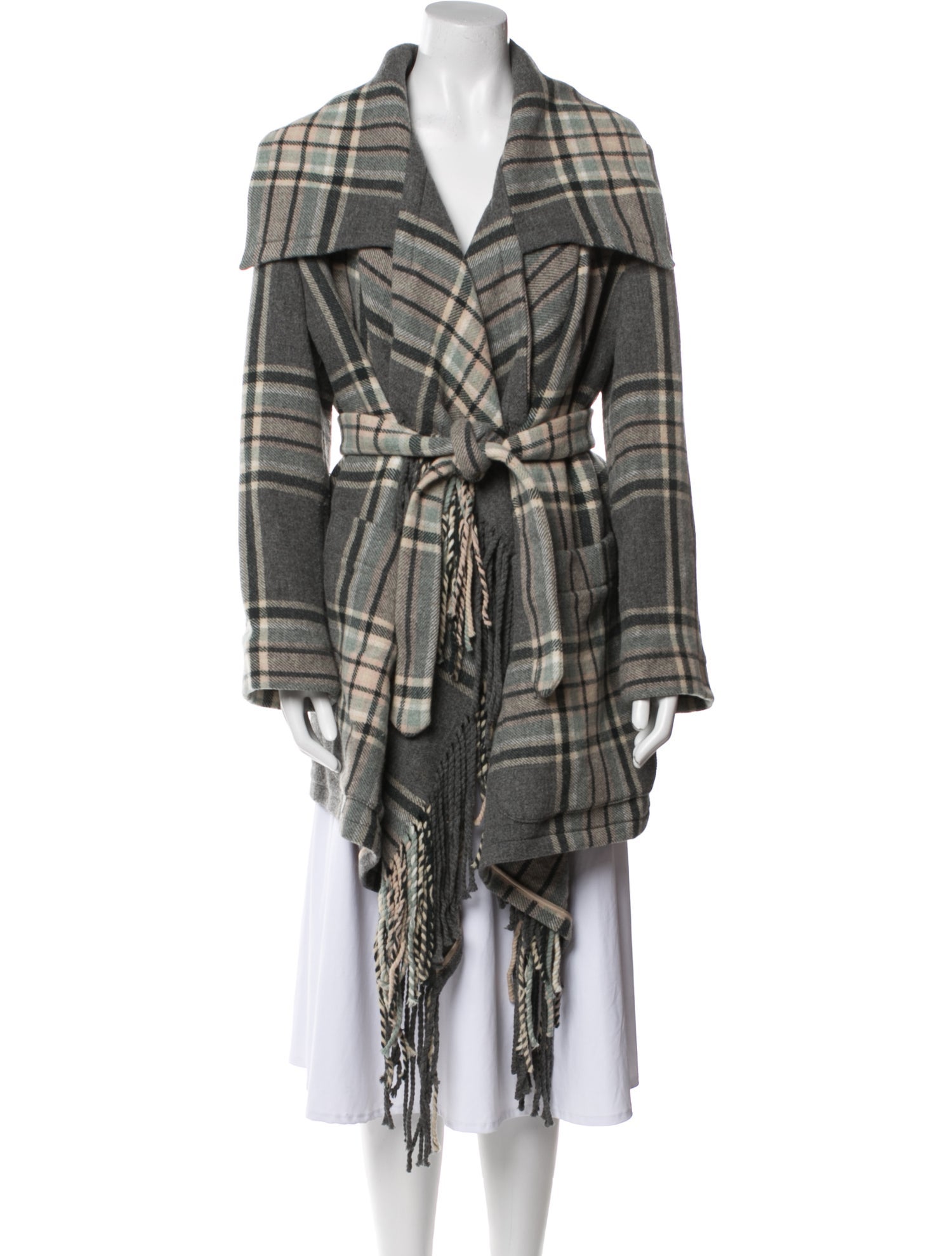 Chloé Virgin Wool Plaid Print Coat