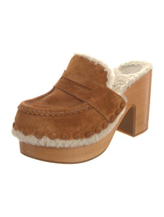 Chloé Suede Colorblock Pattern Mules