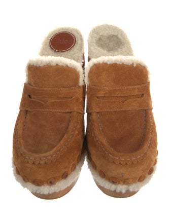 Chloé Suede Colorblock Pattern Mules