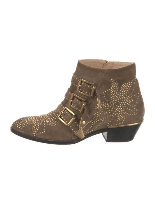 Chloé Suede Studded Accents Western Boots
