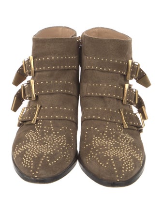 Chloé Suede Studded Accents Western Boots