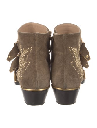 Chloé Suede Studded Accents Western Boots