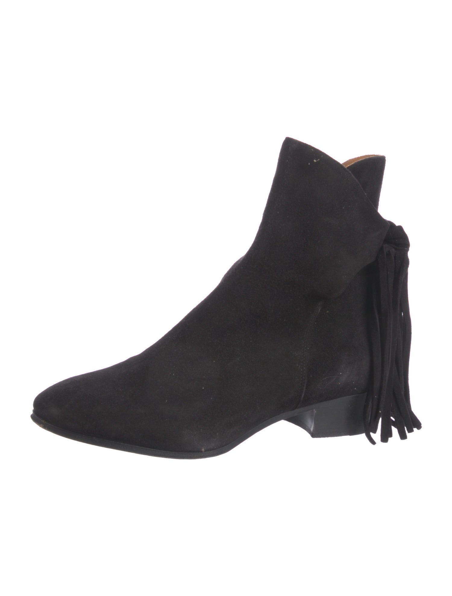 Chloé Suede Fringe Trim Accent Chelsea Boots