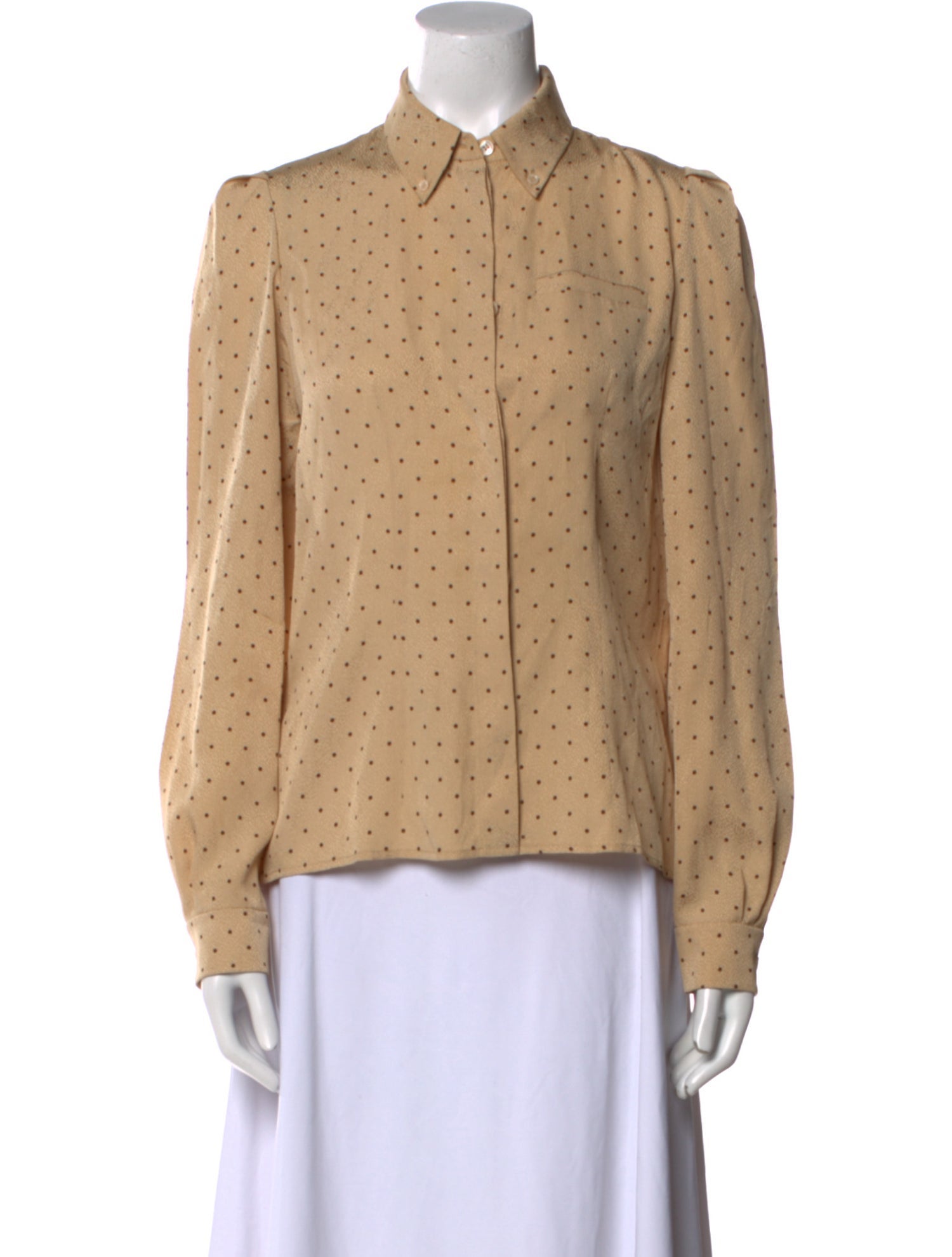 Chloé Silk Polka Dot Print Button-Up Top