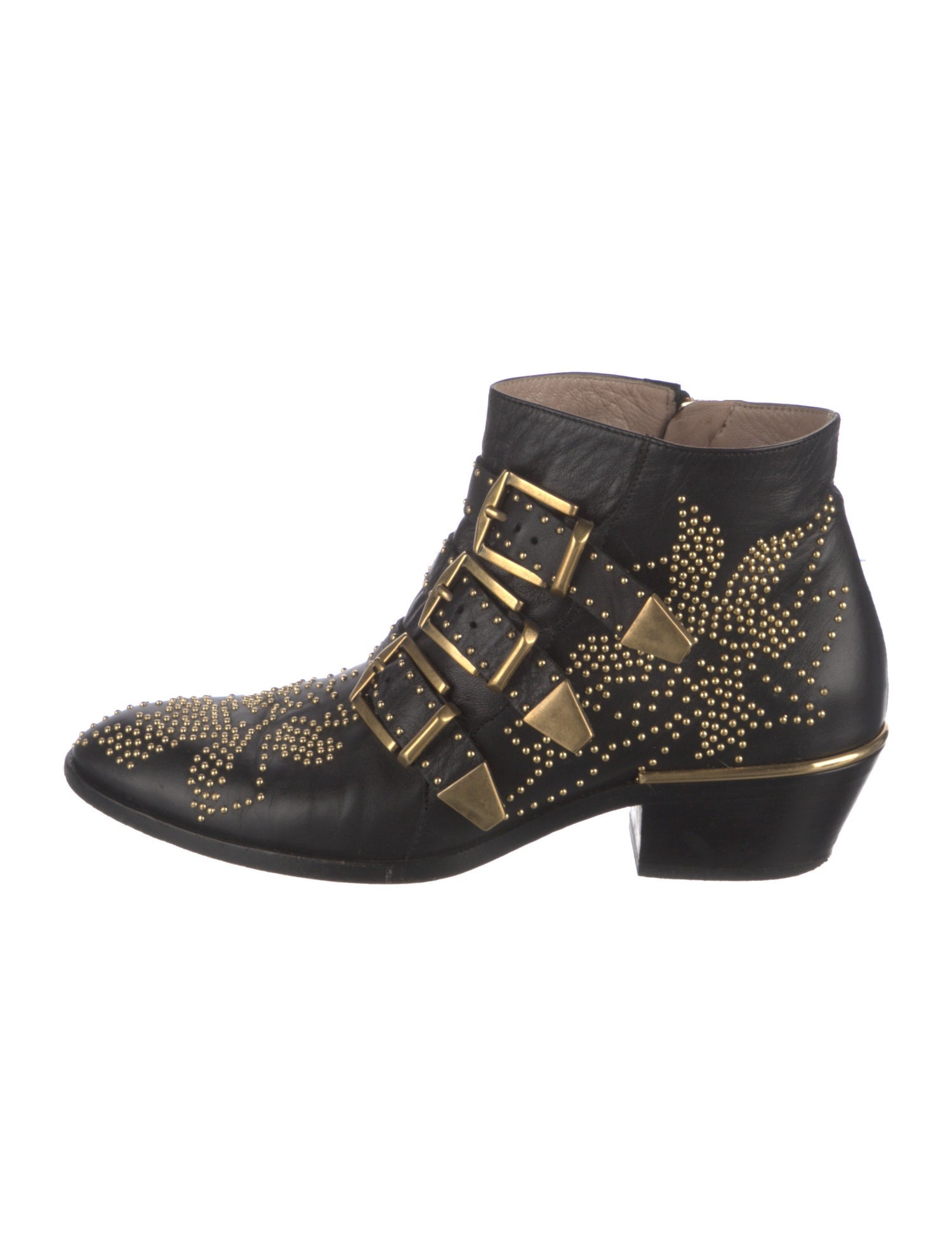 Chloé Leather Studded Accents Western Boots