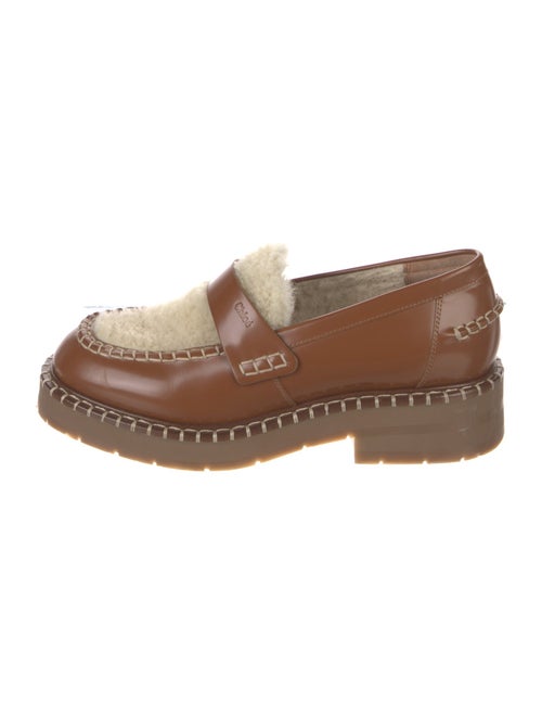 Chloé Leather Whipstitch Trim Loafers