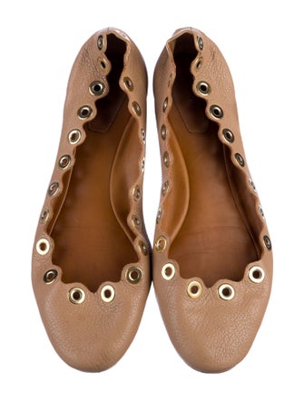 Chloé Leather Scalloped Accent Ballet Flats