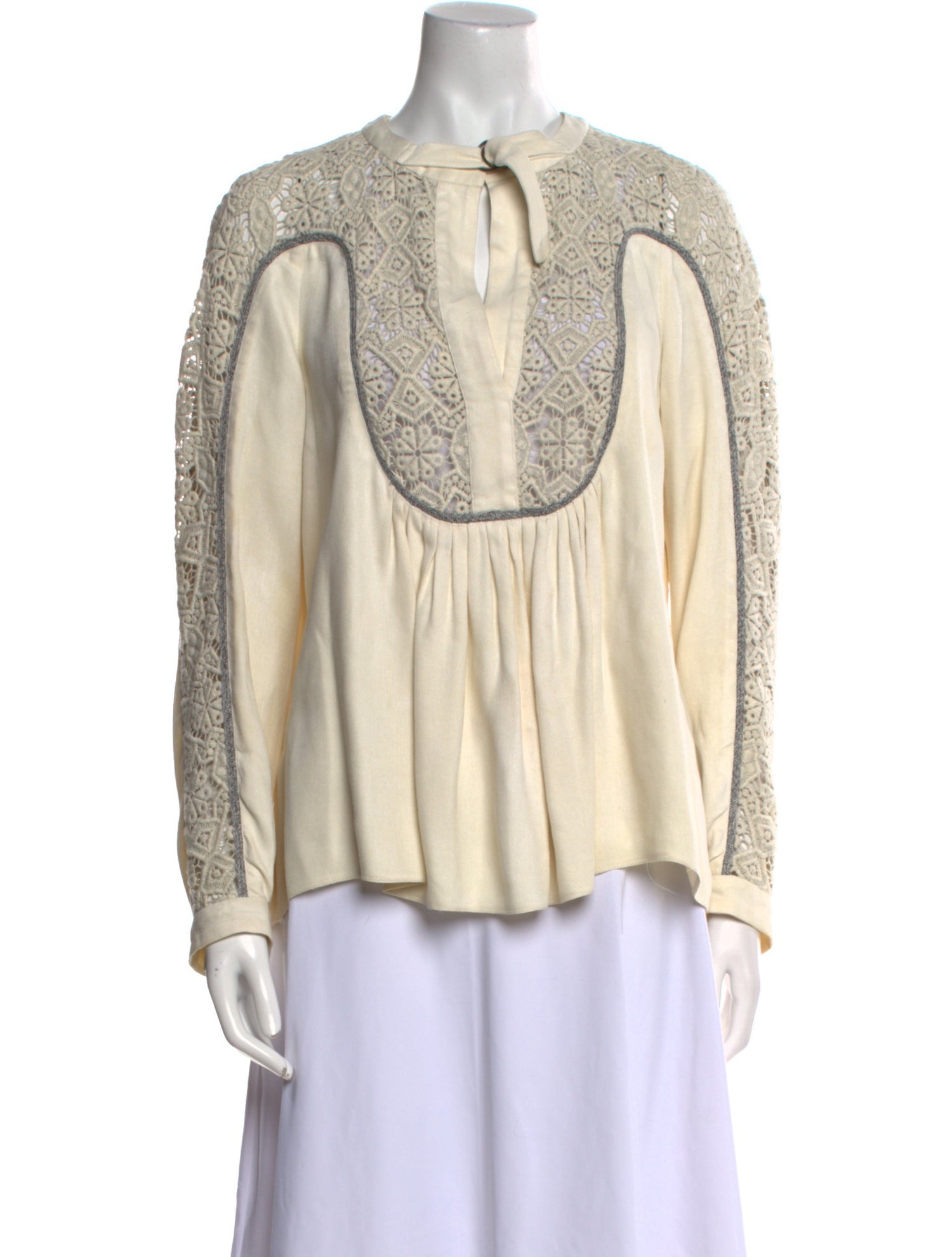 Chloé Linen Tie Neck Blouse