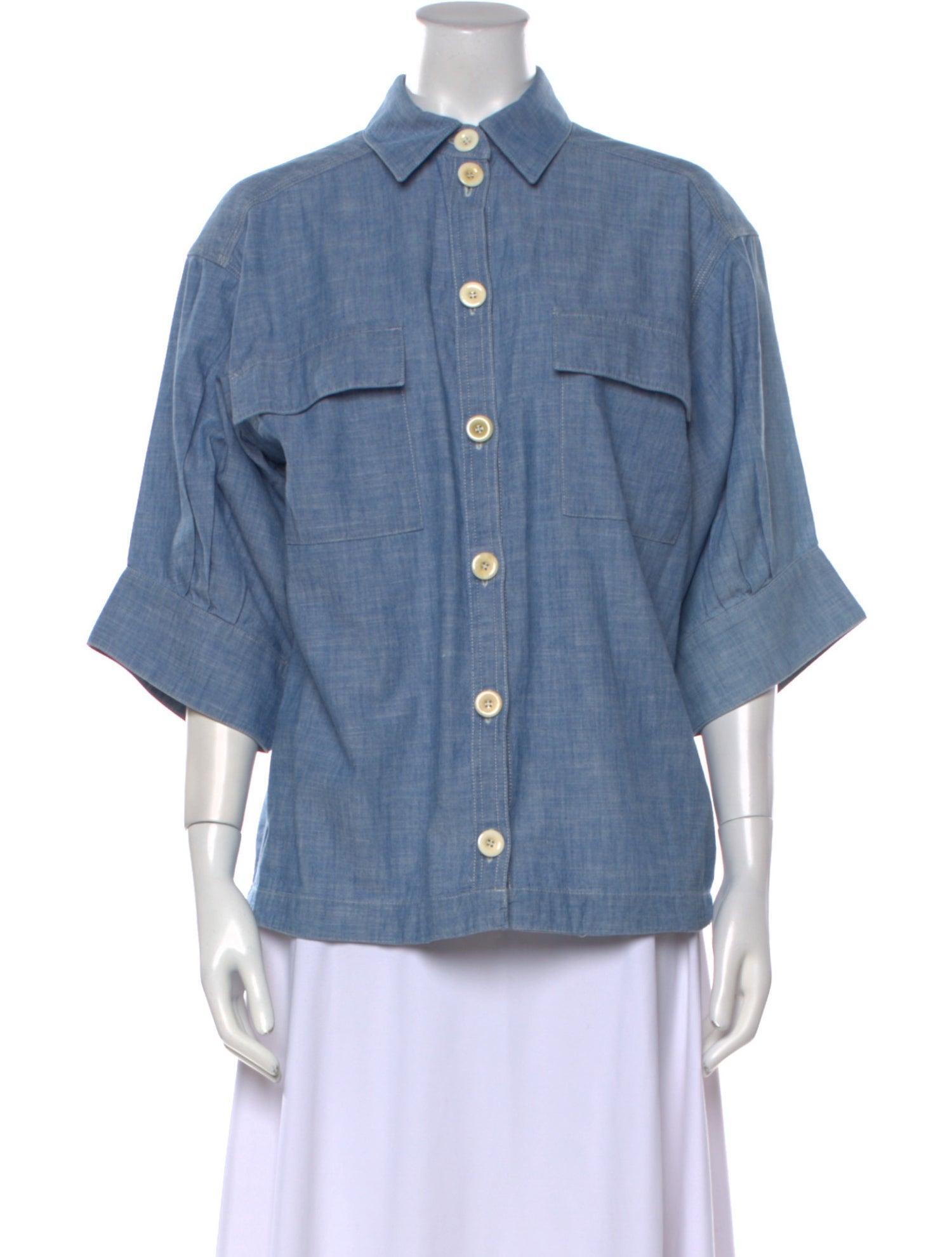 Chloé Three-Quarter Sleeve Button-Up Top