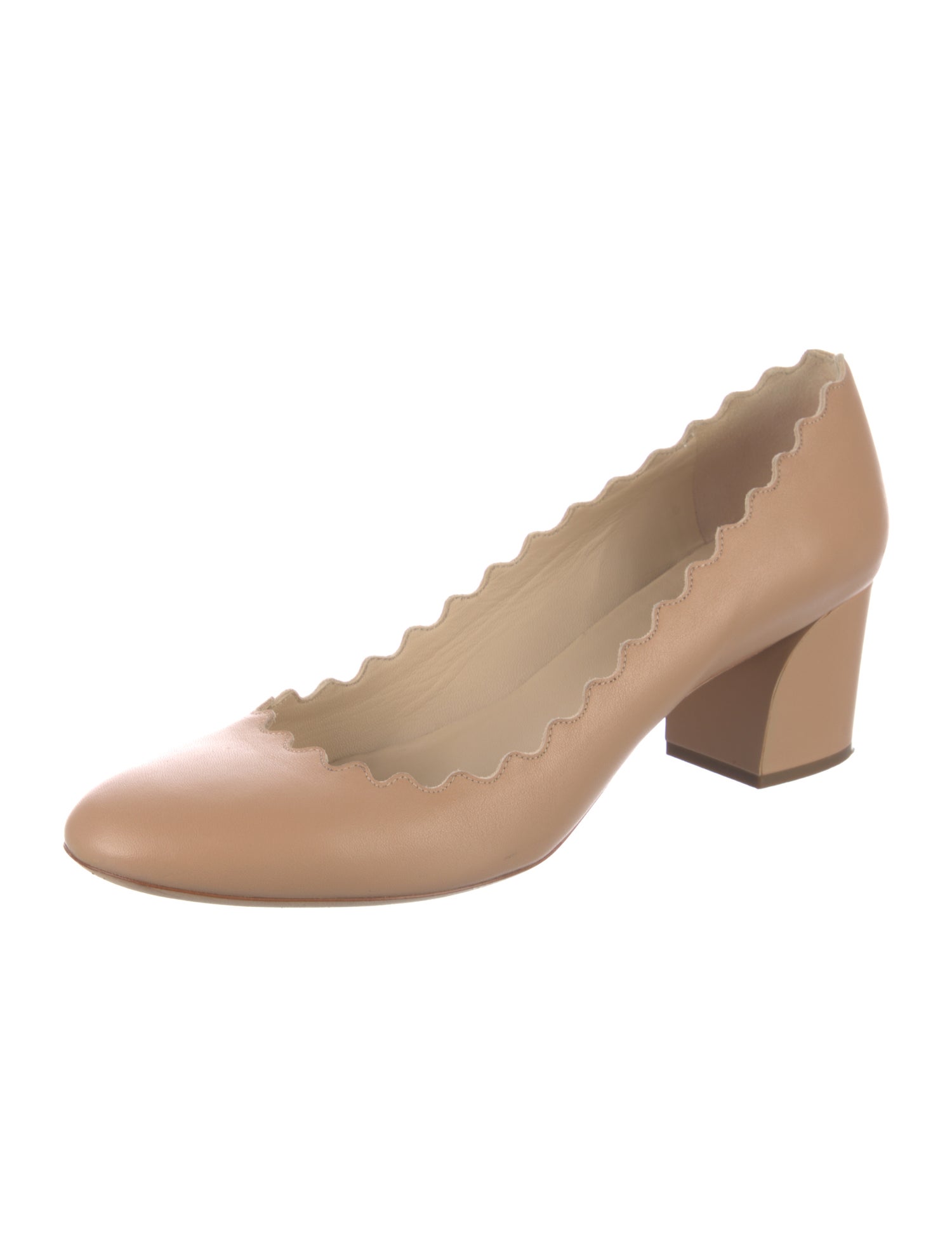 Chloé Leather Scalloped Accent Pumps
