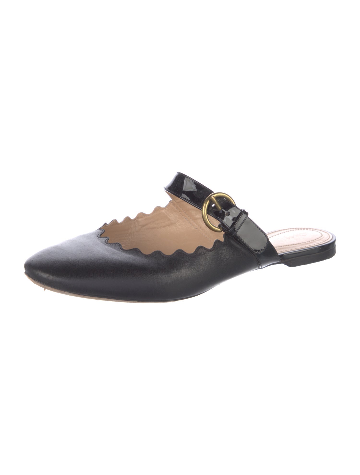 Chloé Leather Scalloped Accent Mules