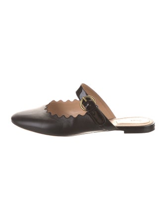 Chloé Leather Scalloped Accent Mules