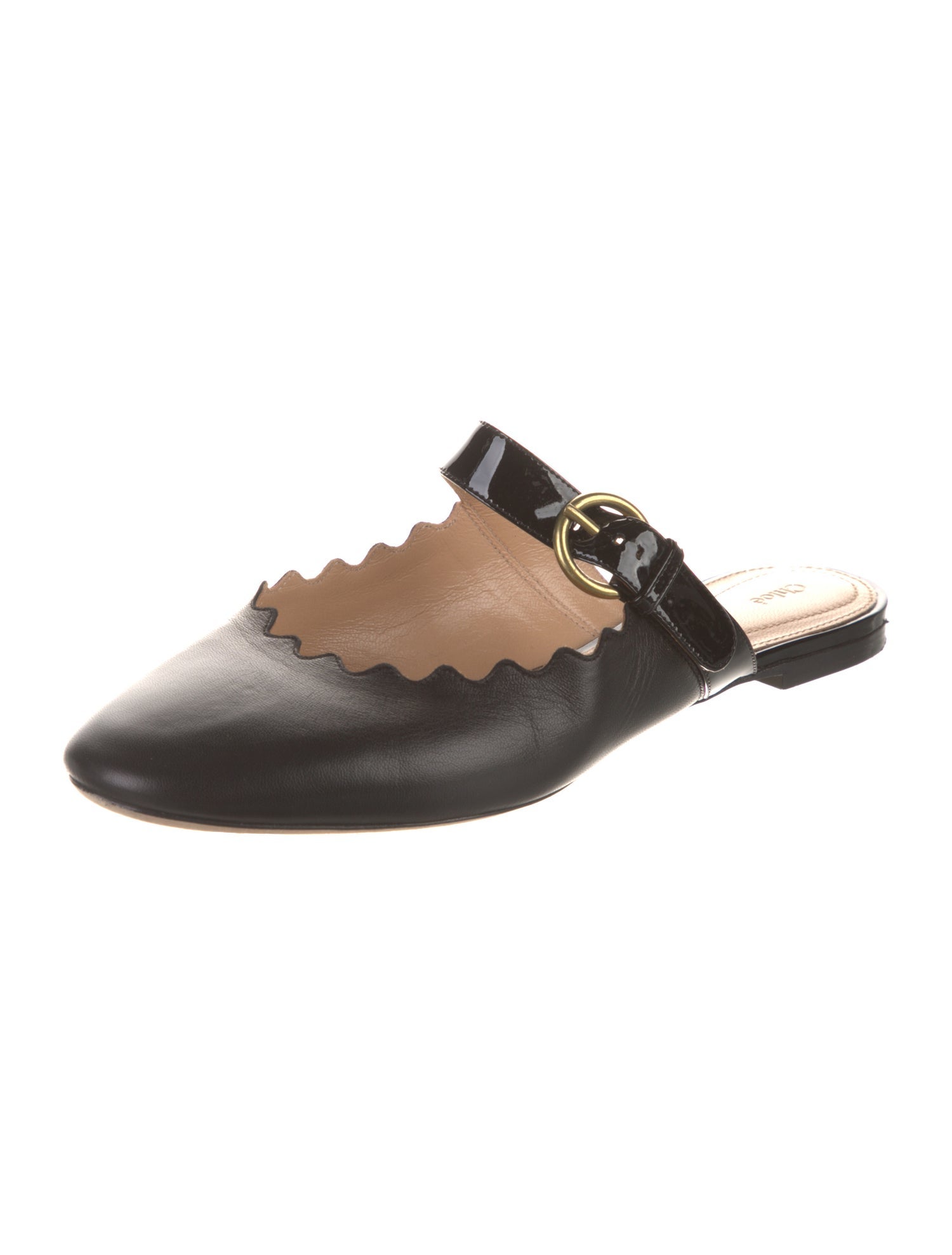 Chloé Leather Scalloped Accent Mules