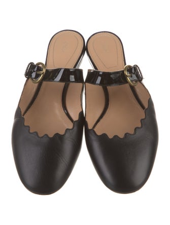 Chloé Leather Scalloped Accent Mules