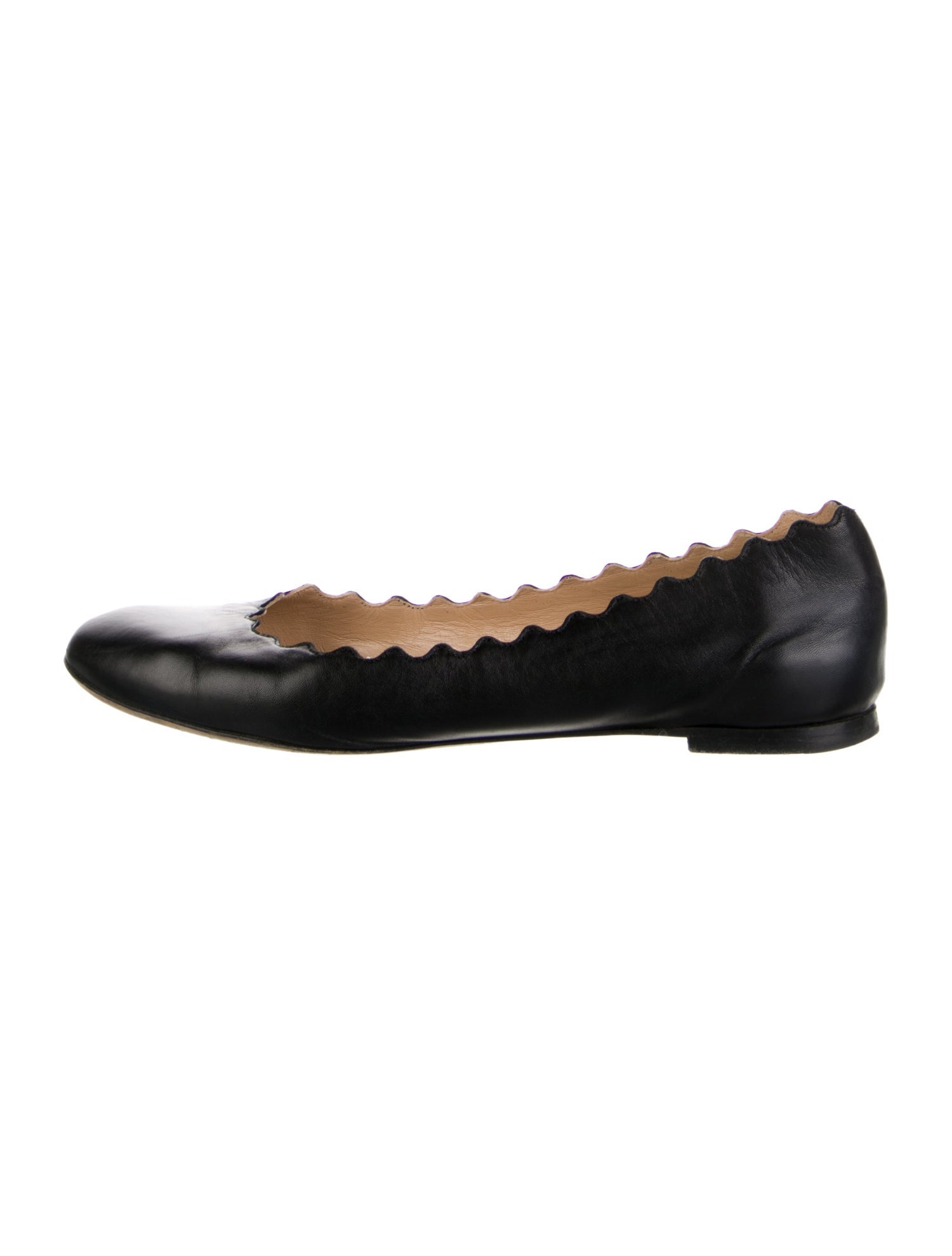 Chloé Leather Scalloped Accent Ballet Flats