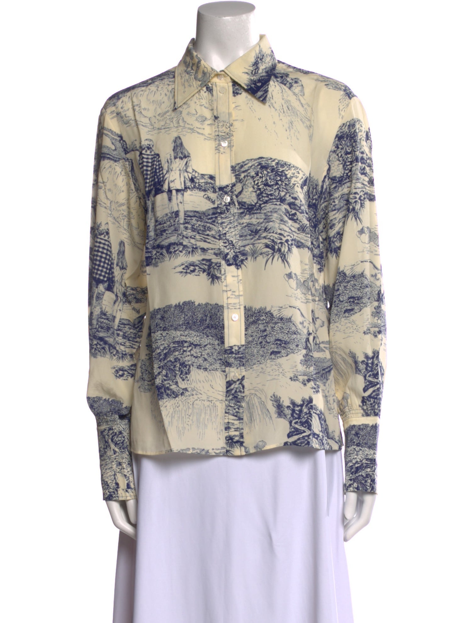 Chloé Printed Long Sleeve Button-Up Top