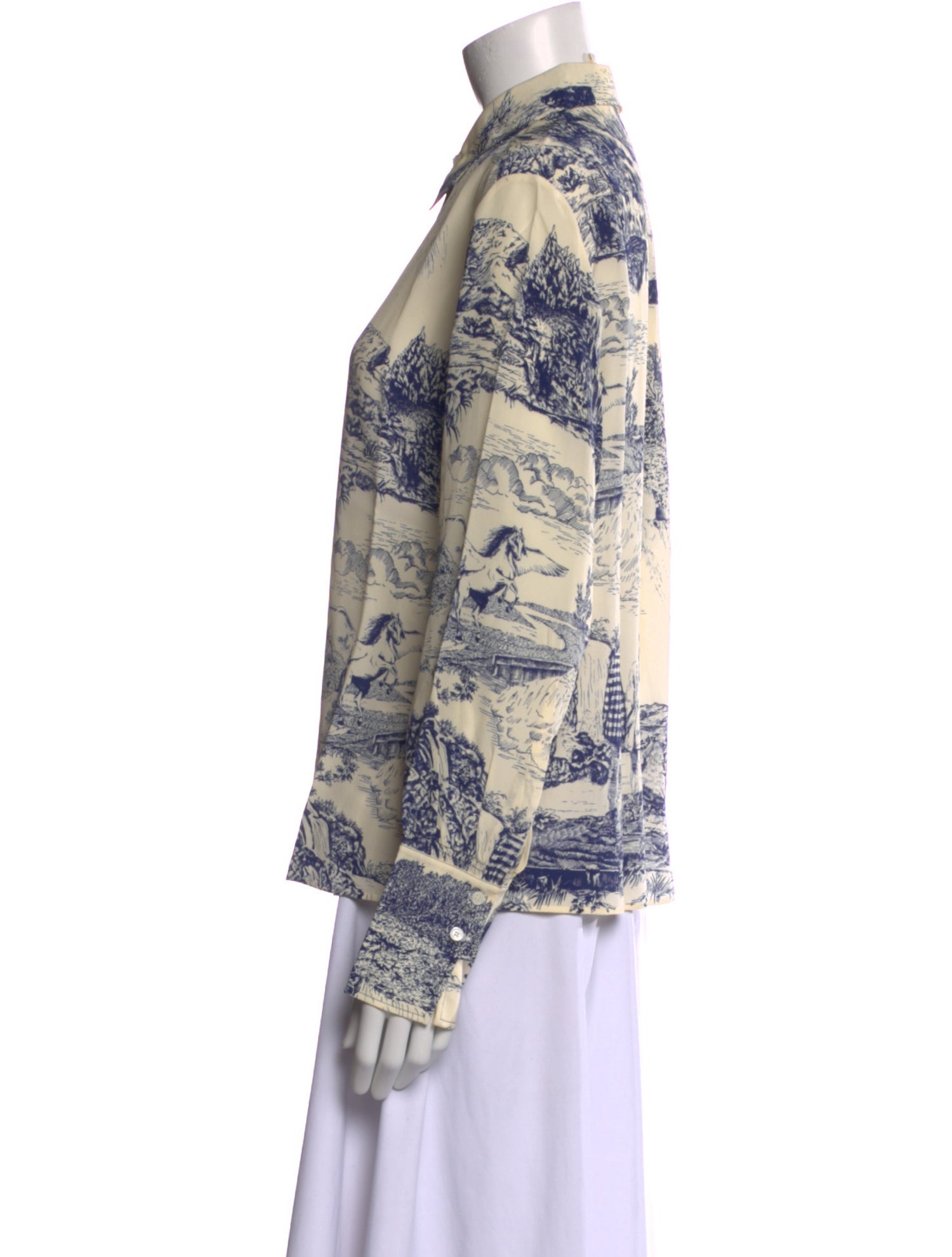 Chloé Printed Long Sleeve Button-Up Top