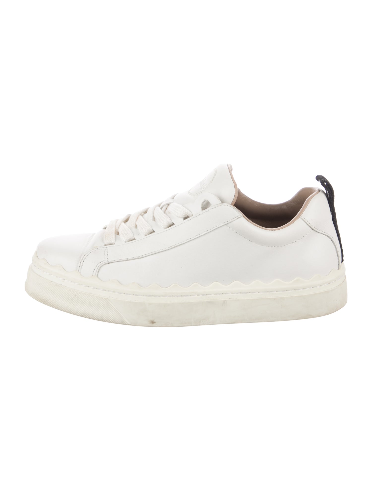 Chloé Leather Scalloped Accent Sneakers