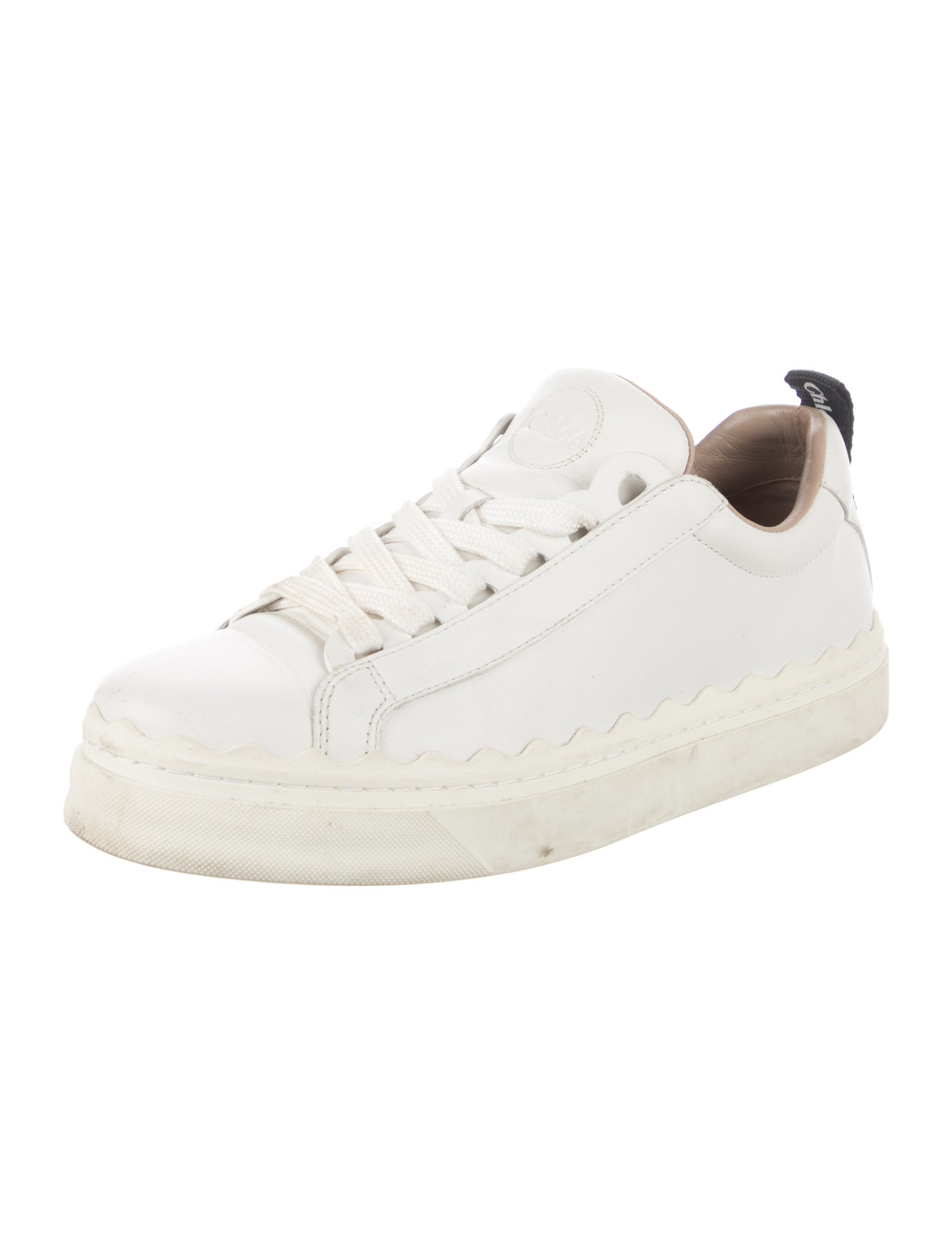 Chloé Leather Scalloped Accent Sneakers