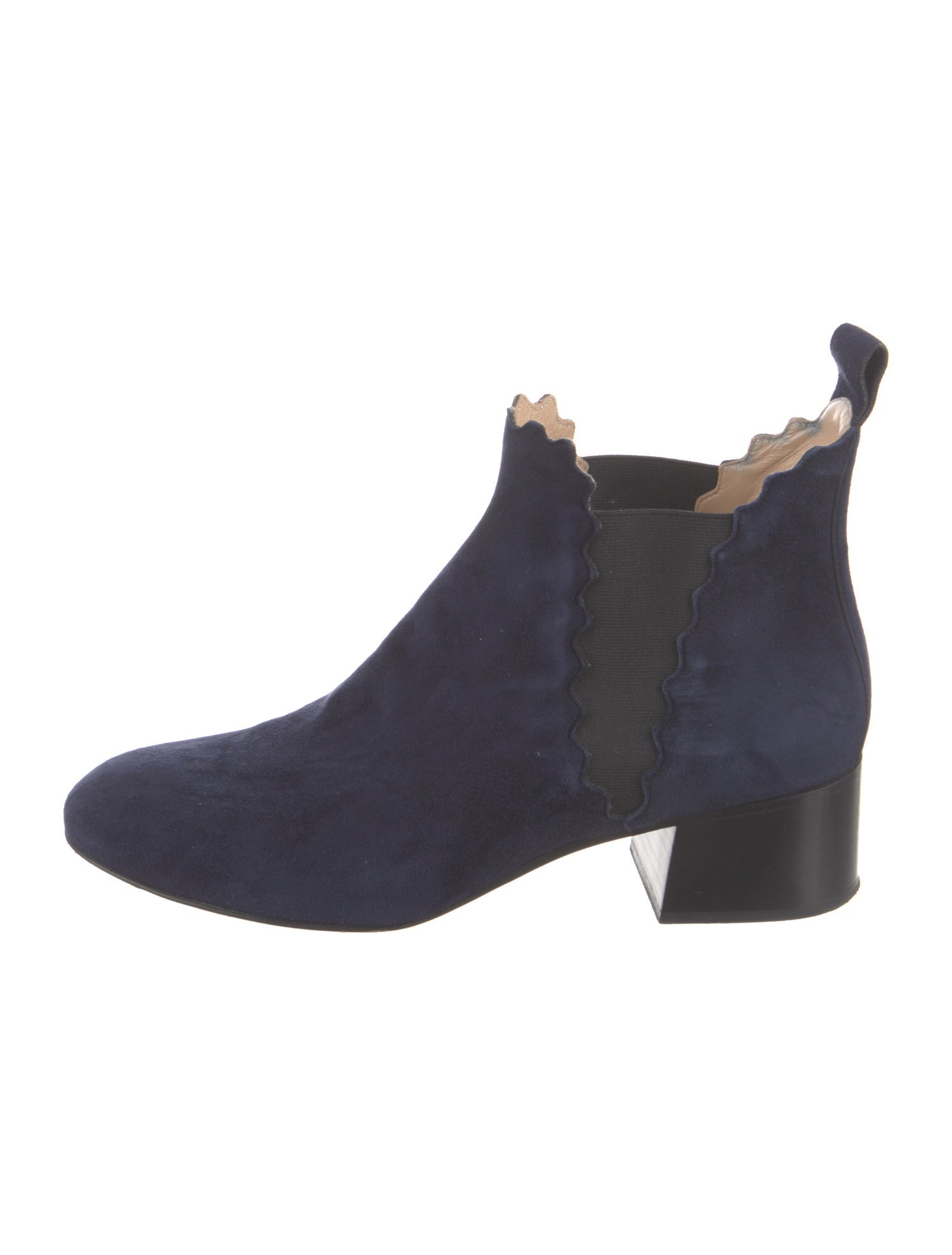 Chloé Suede Scalloped Accent Chelsea Boots