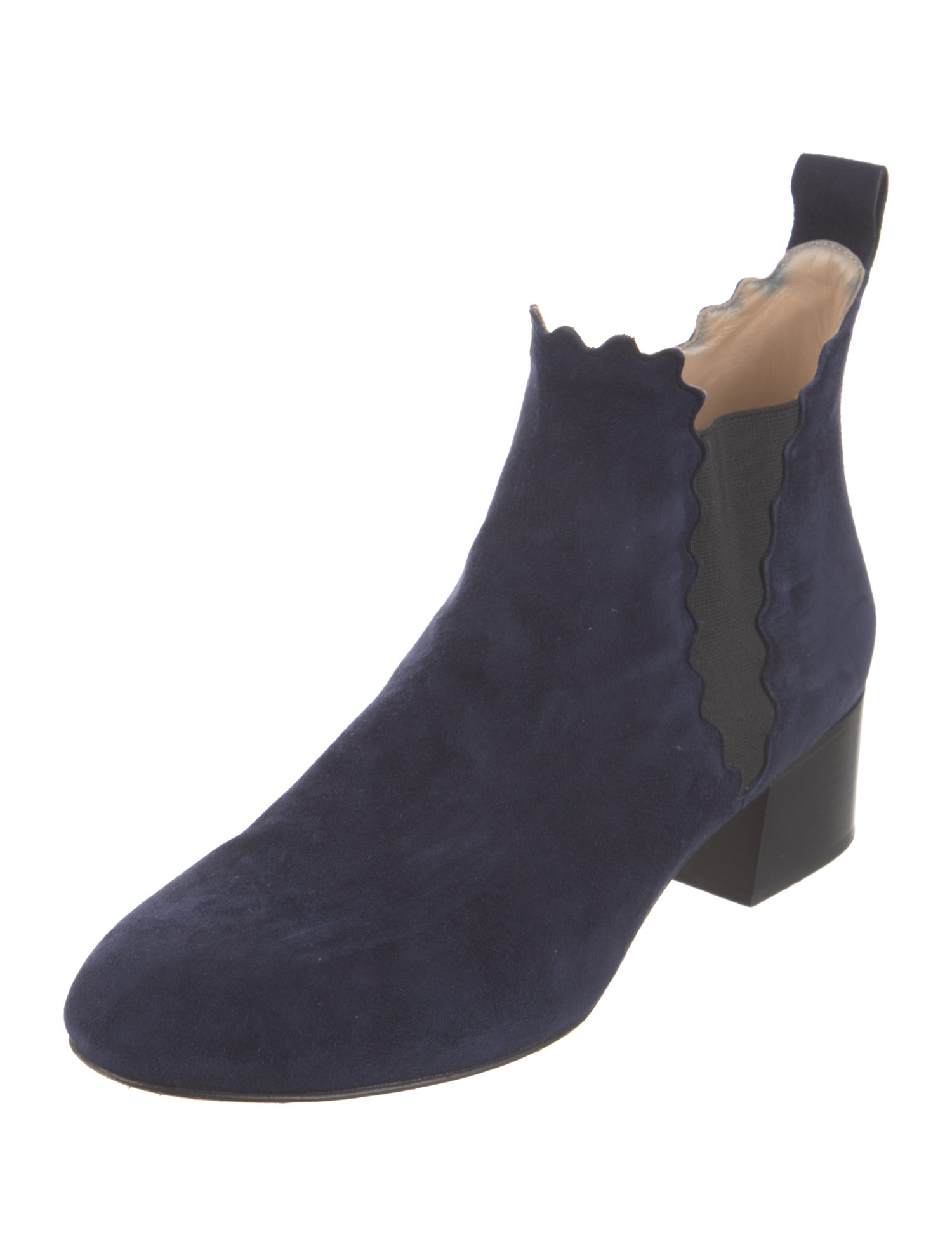 Chloé Suede Scalloped Accent Chelsea Boots
