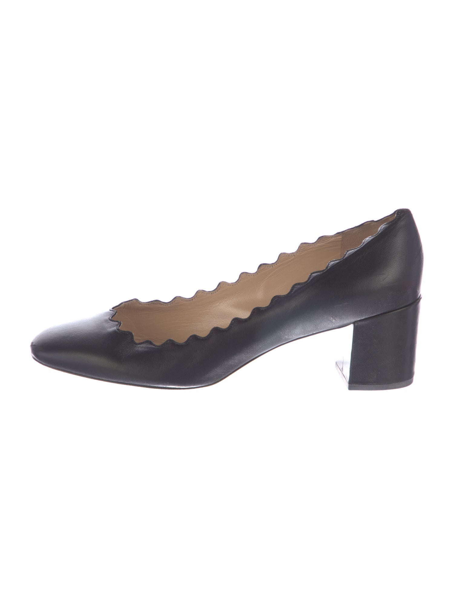 Chloé Leather Scalloped Accent Pumps