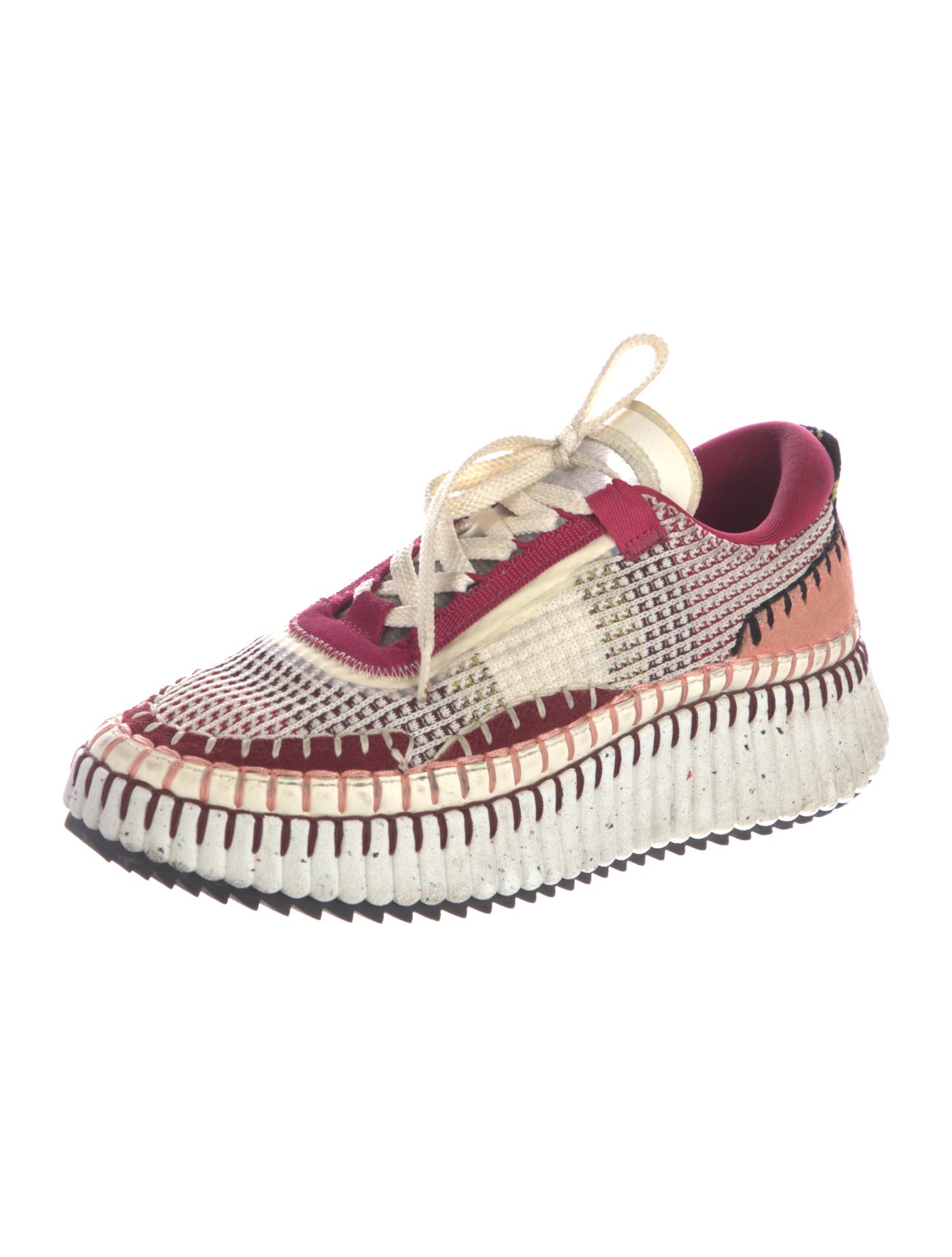 Chloé Patterned Whipstitch Trim Sneakers