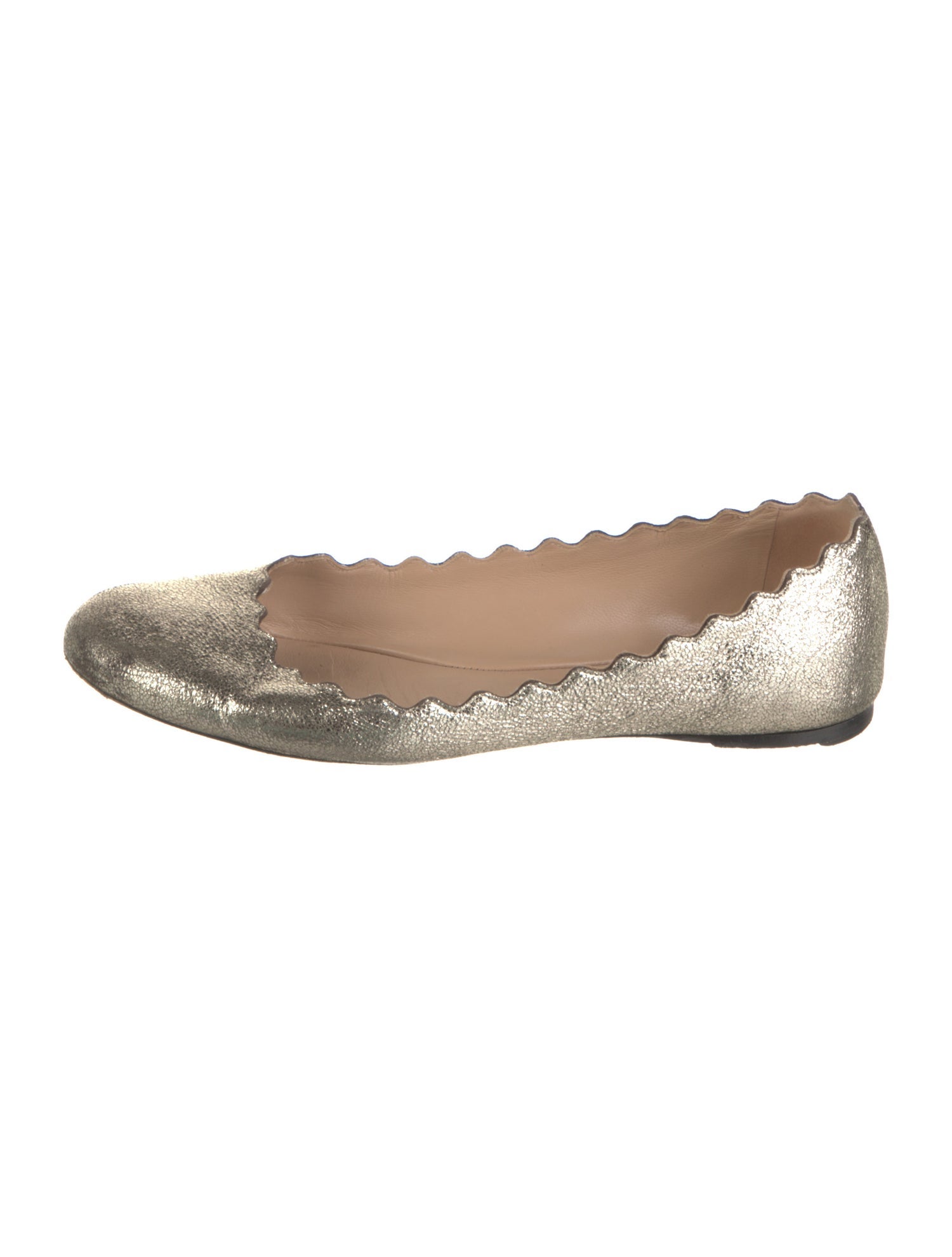 Chloé Leather Scalloped Accent Ballet Flats