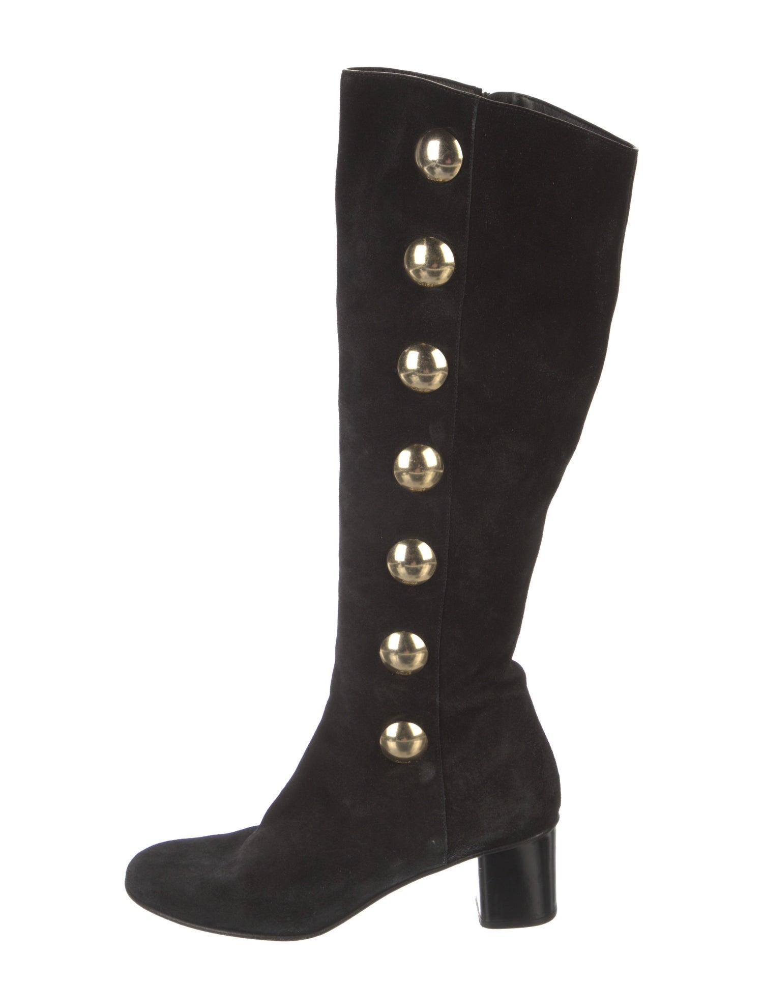 Chloé Suede Studded Accents Riding Boots