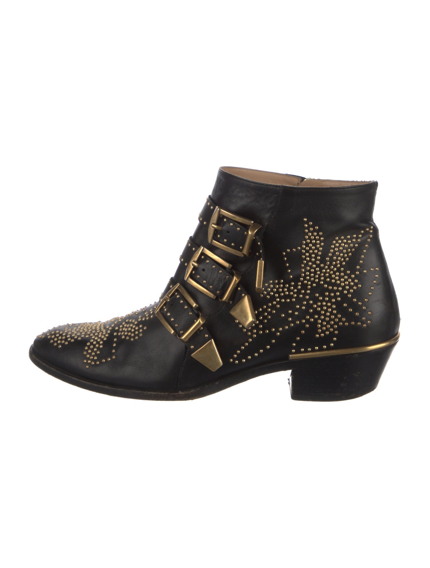 Chloé Leather Studded Accents Western Boots