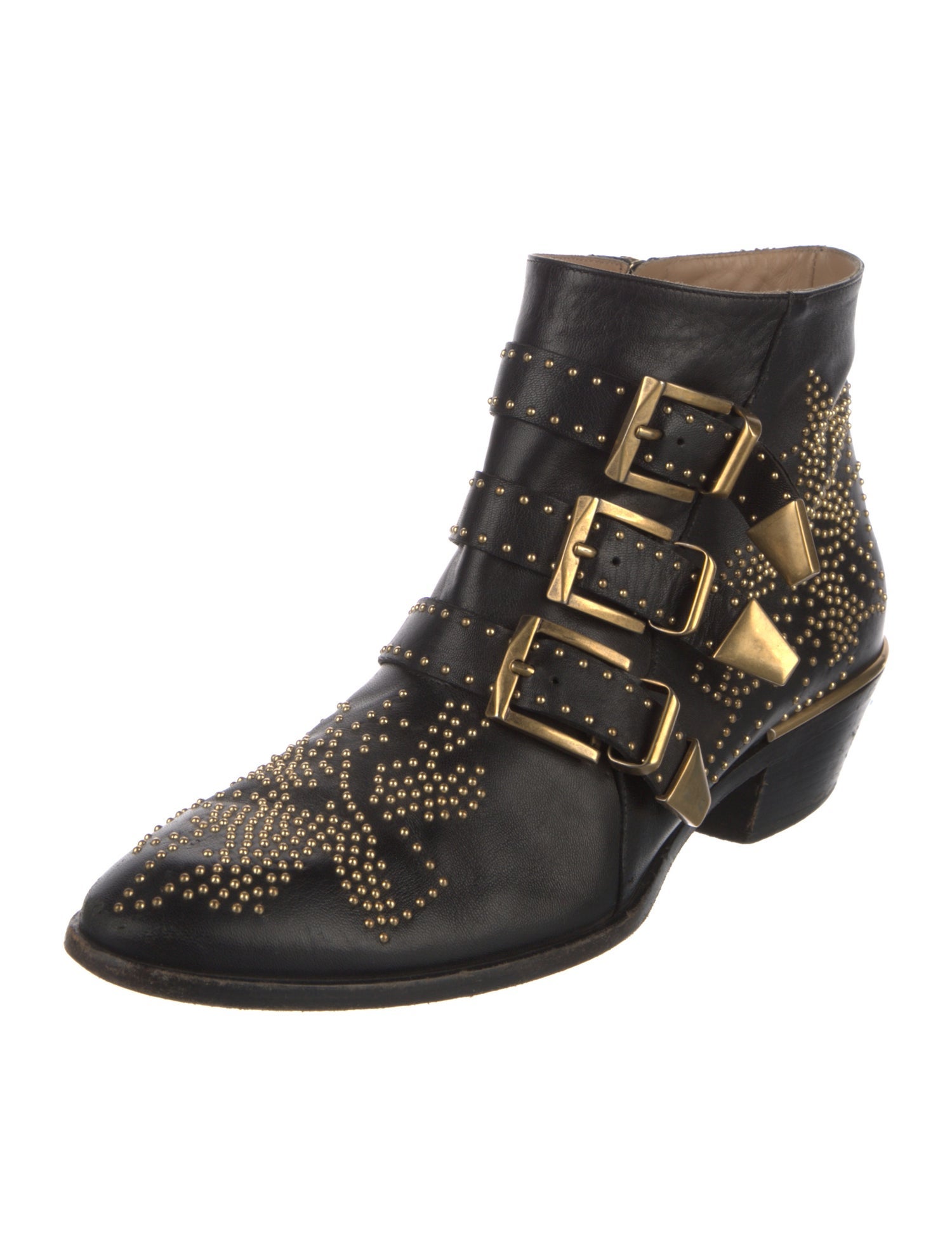 Chloé Leather Studded Accents Western Boots