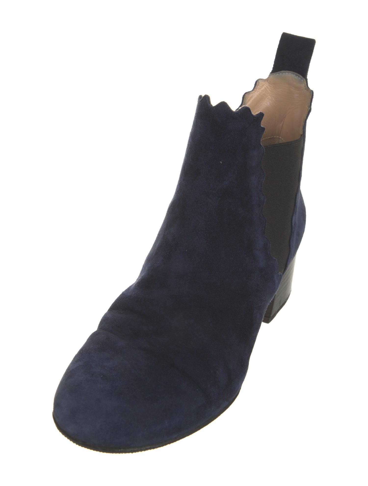 Chloé Suede Scalloped Accent Chelsea Boots