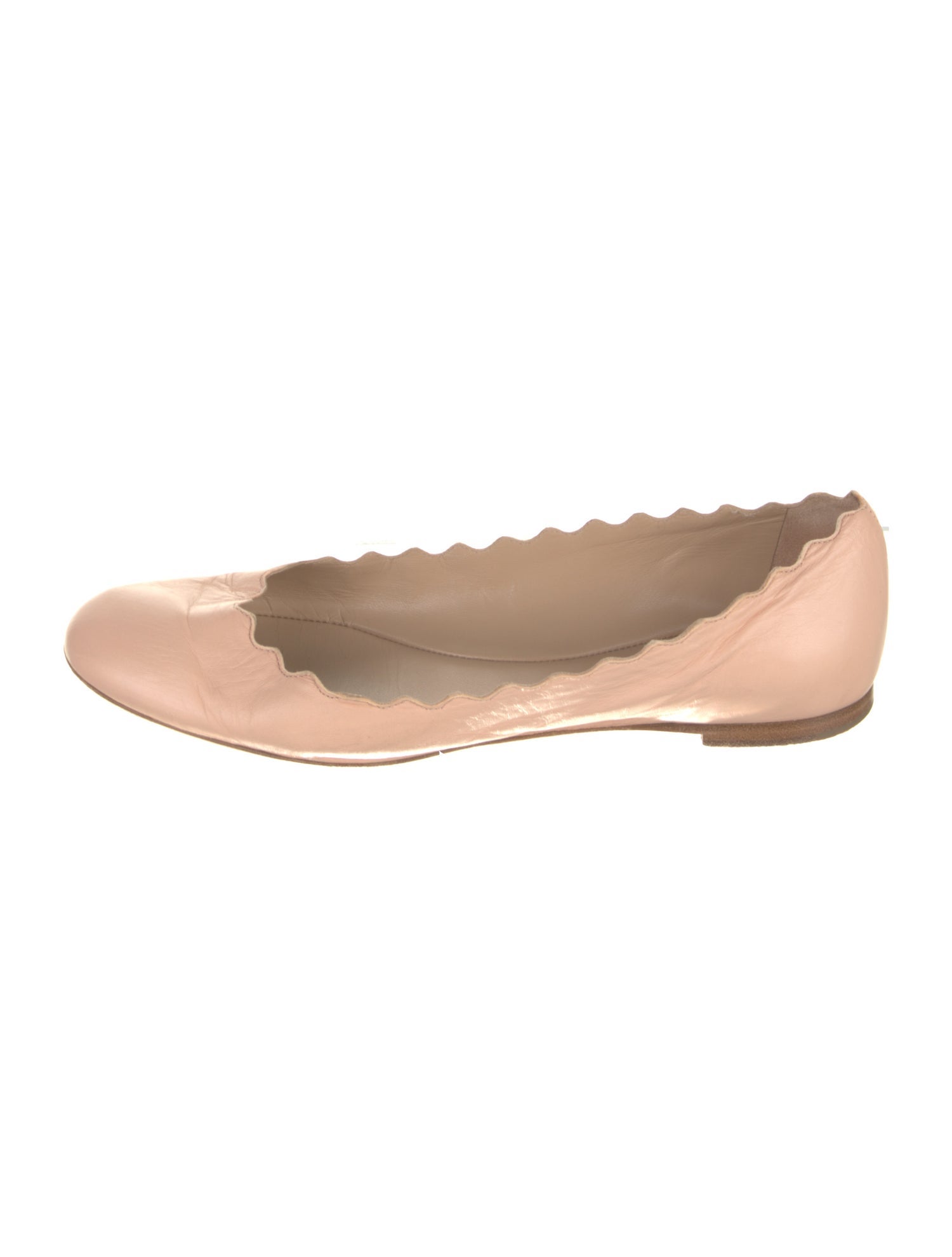 Chloé Leather Scalloped Accent Ballet Flats